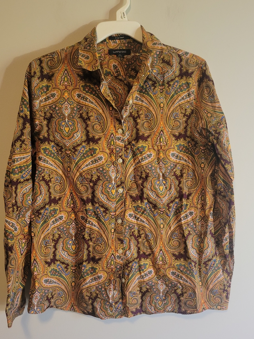 Lands’ End Paisley Button Down Shirt Size 10 Supima Cotton - Picture 3 of 7